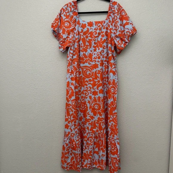 Talbots Puff Sleeve Poplin Dress Floral Print Size 18W NWT - Picture 8 of 13